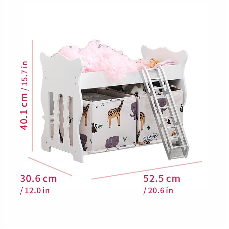 White Doll Bed 2 Storage