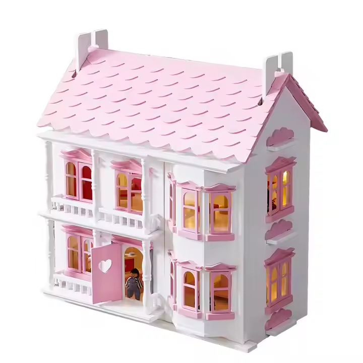 Roze Morden Victoria LED houten poppenhuis